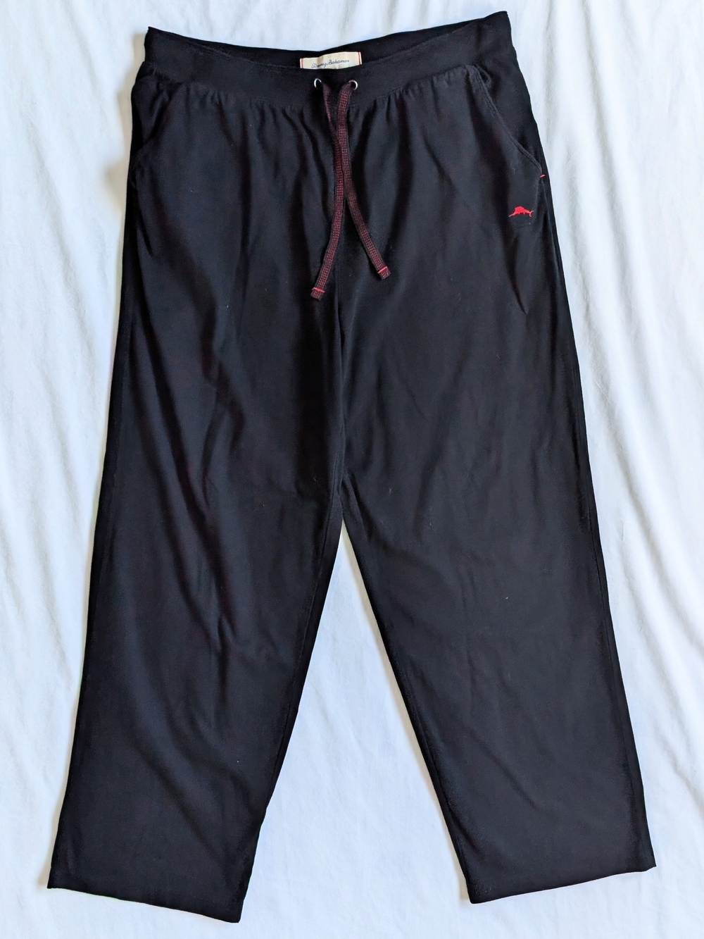 Mens Tommy Bahama L Sweatpants Lounge Stretch Pants Black Drawstring Logo